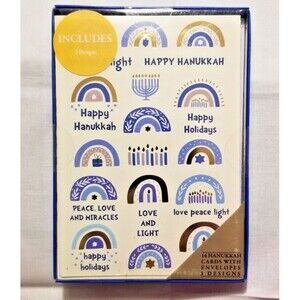 Happy Hanukkah Greeting Cards Boxed Set of 14 + Envelopes 3 Designs General II